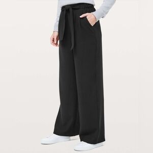 Lululemon Noir Pants Self-Tie Elasticated High Rise Wide Leg Pants Size 2‎